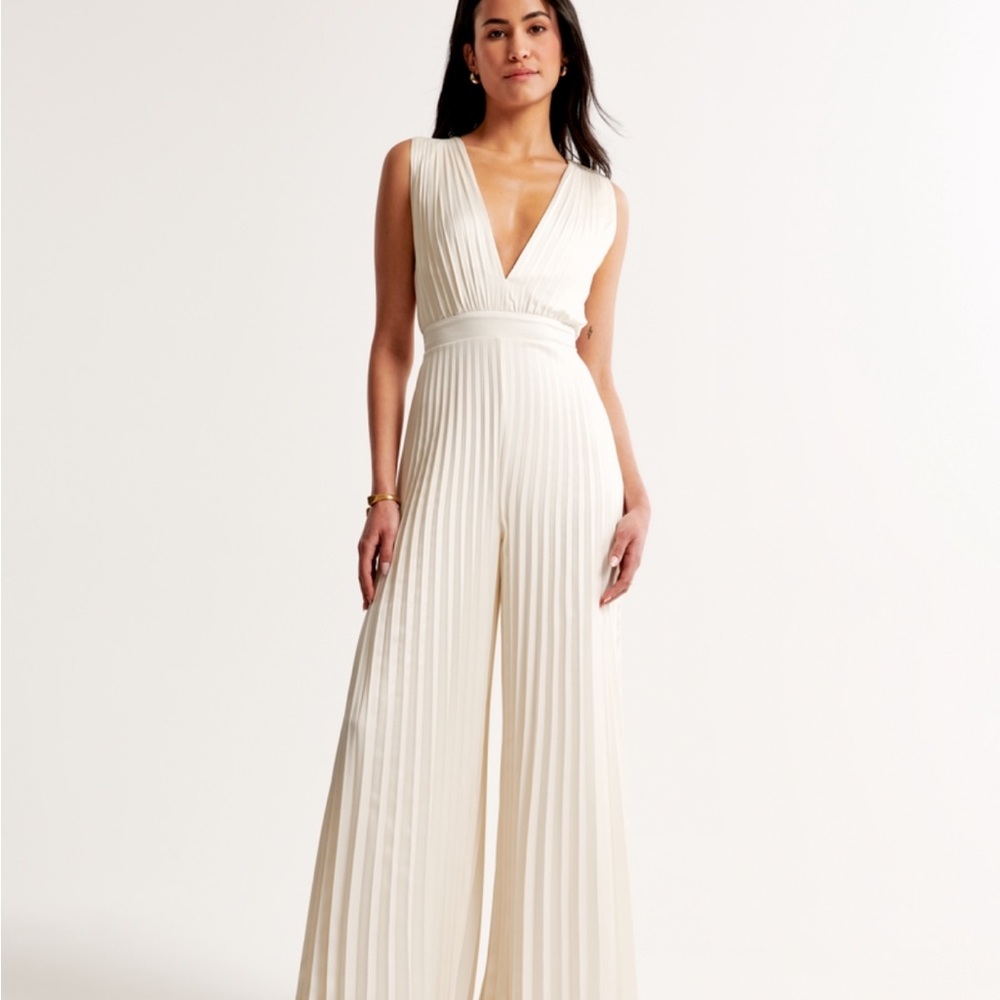Abercrombie White Satin Jumpsuit